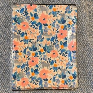 Book sleeve with Peach Blooms and Blue Leaves